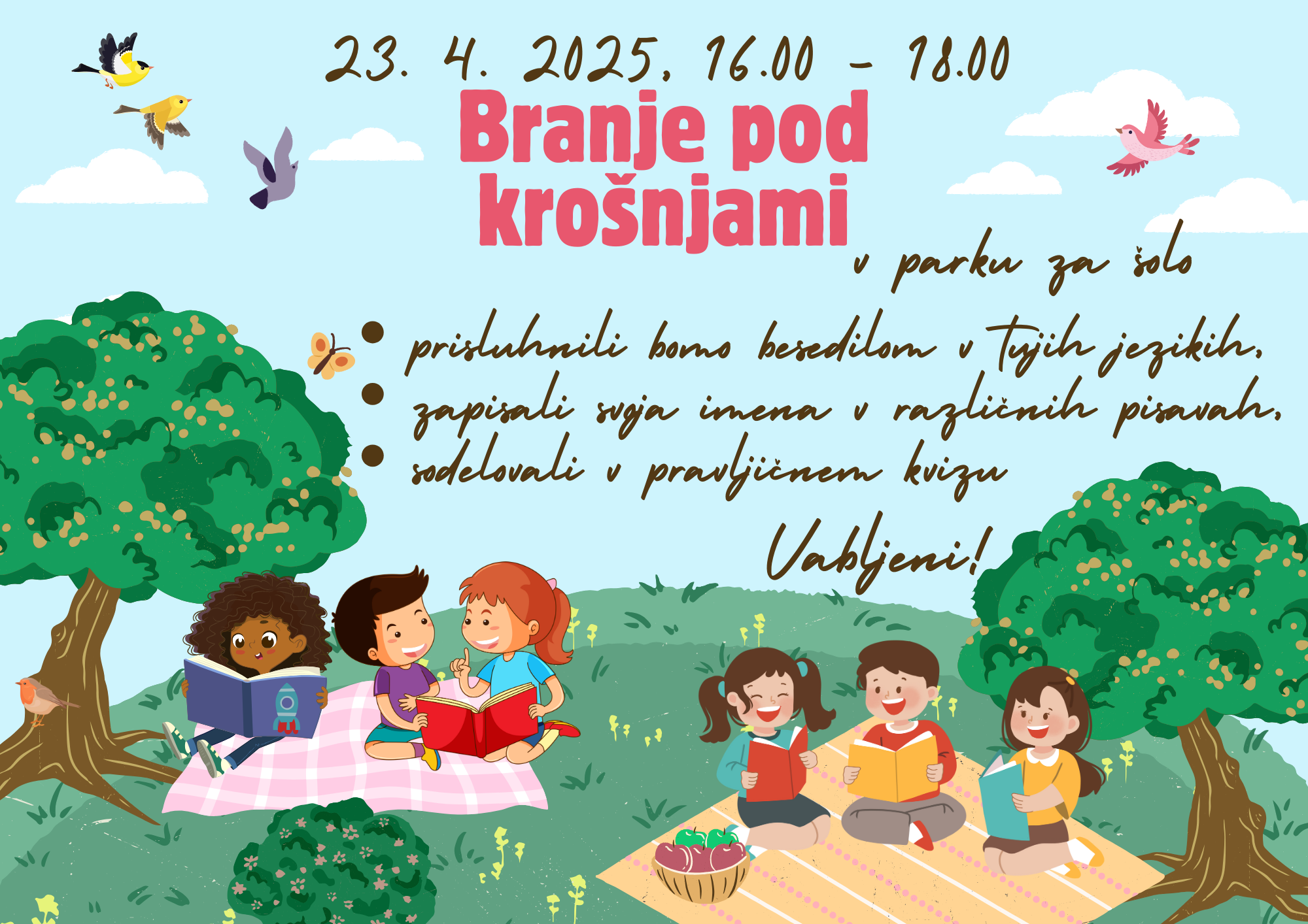 Branje pod krošnjami
