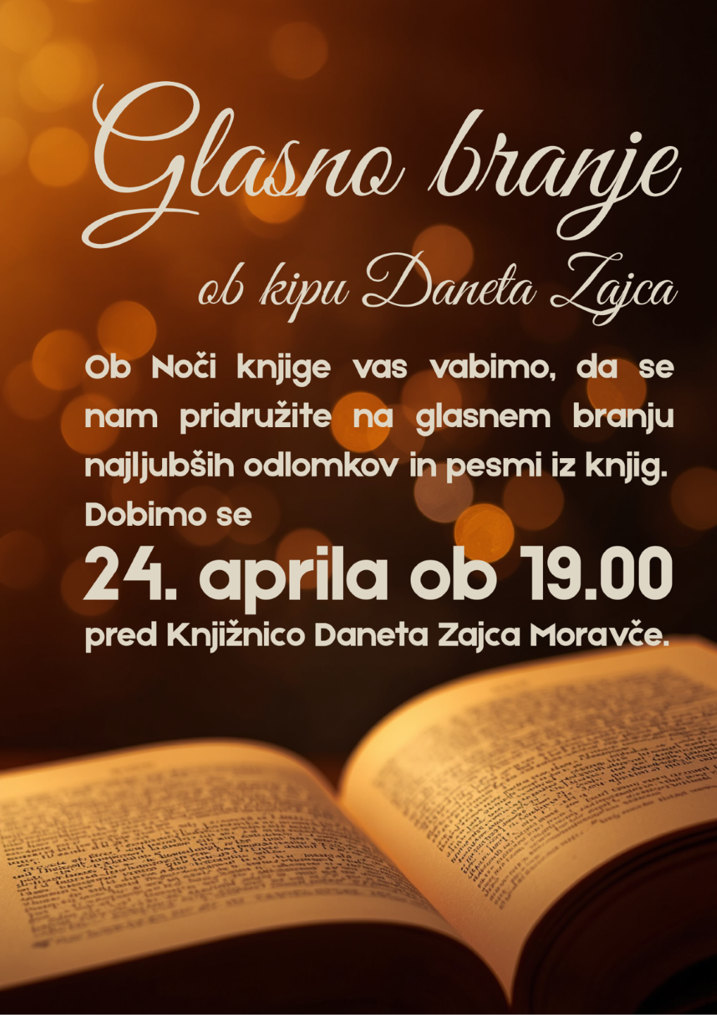 Glasno branje ob kipu Daneta Zajca